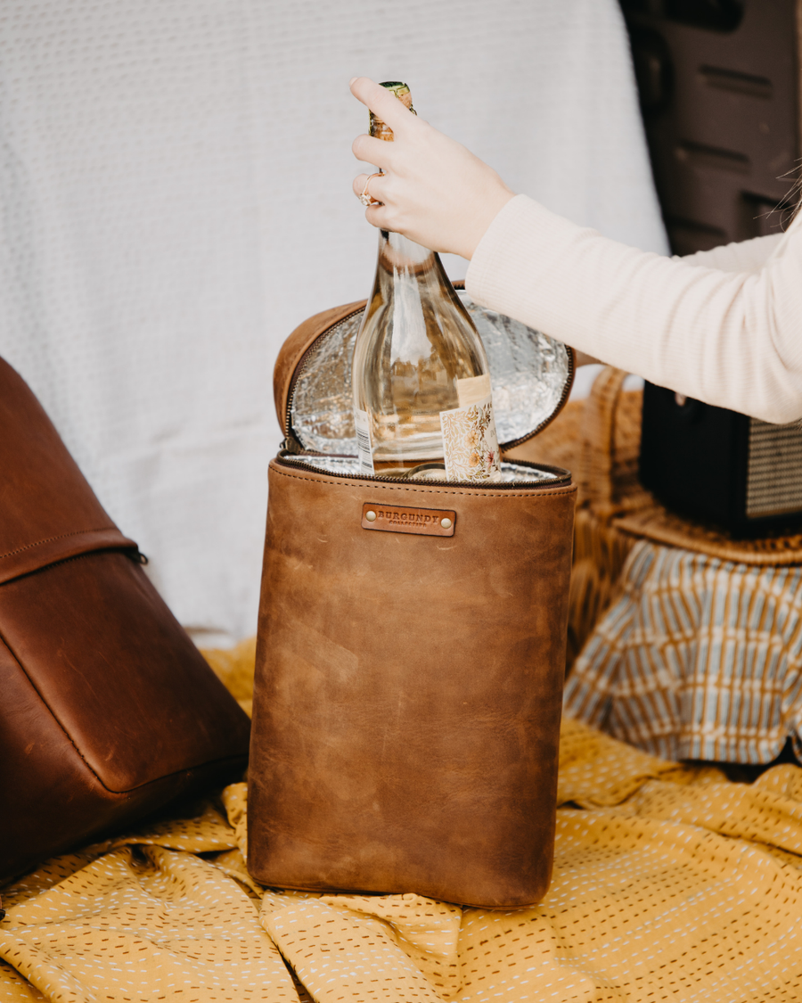 The Double Leather Wine Holder Burgundy Collective