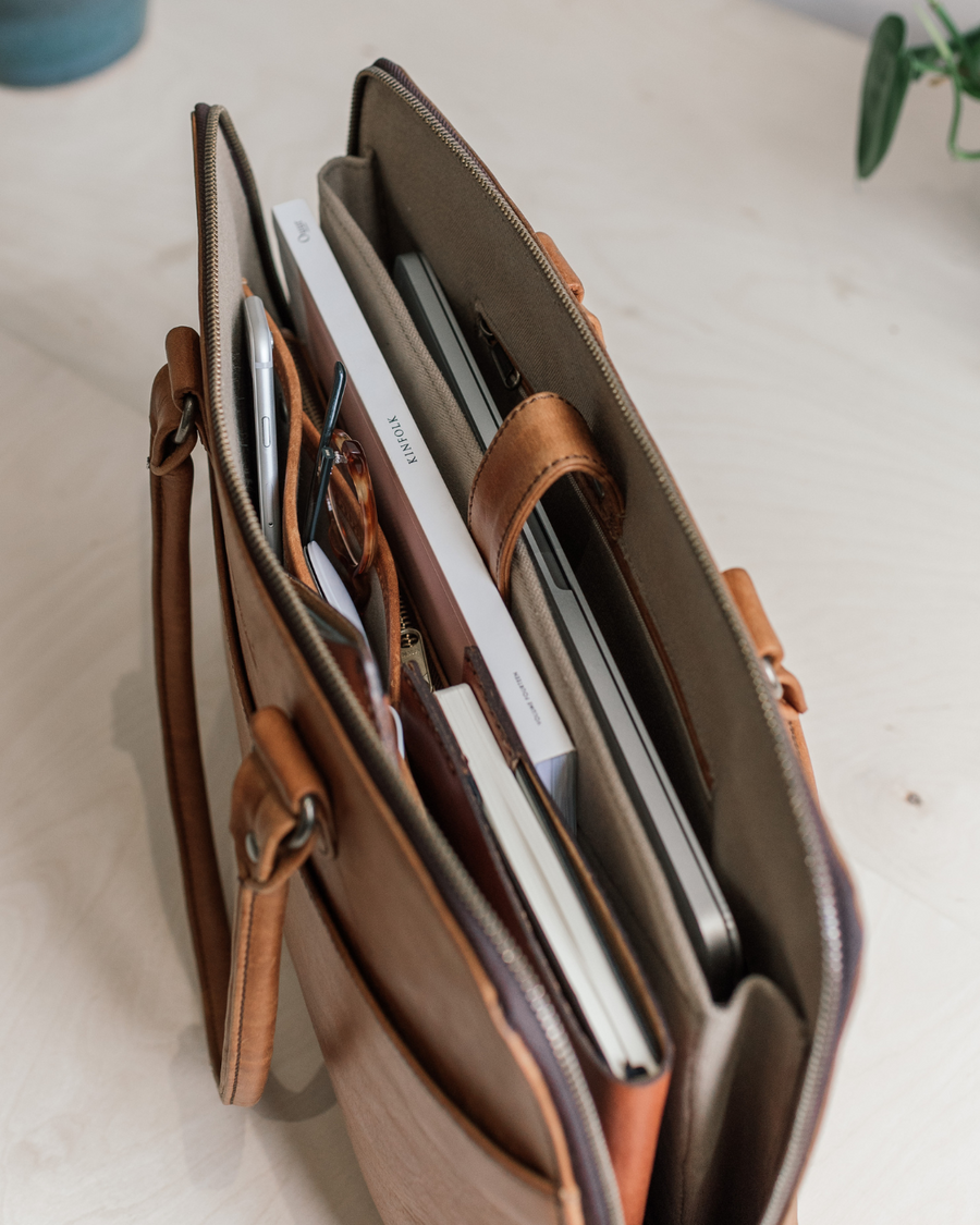 The Ladies Leather Work Bag Burgundy Collective Brown