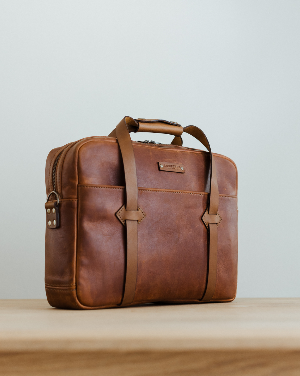 Burgundy leather briefcase sale