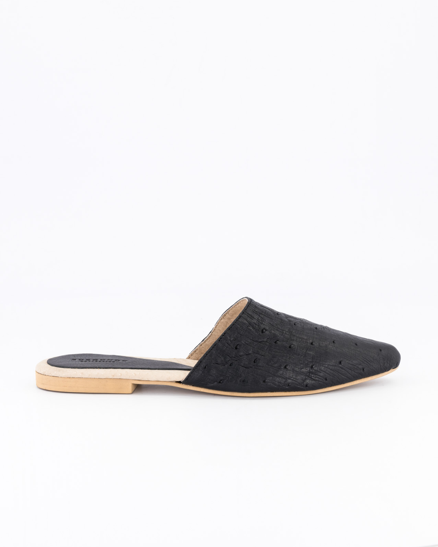 Luna Mule Ostrich - Black