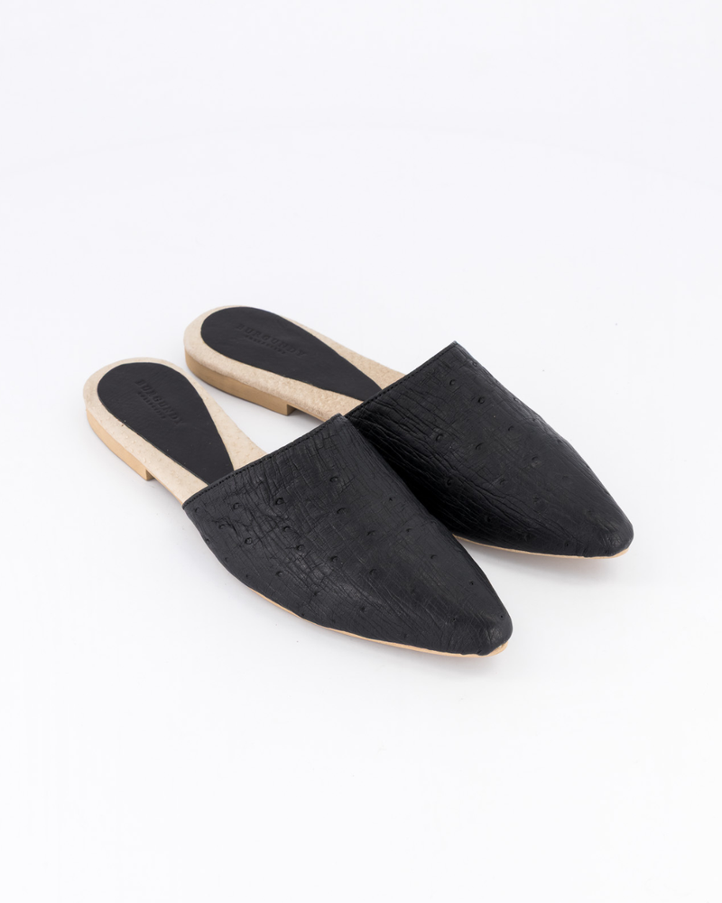 Luna Mule Ostrich - Black