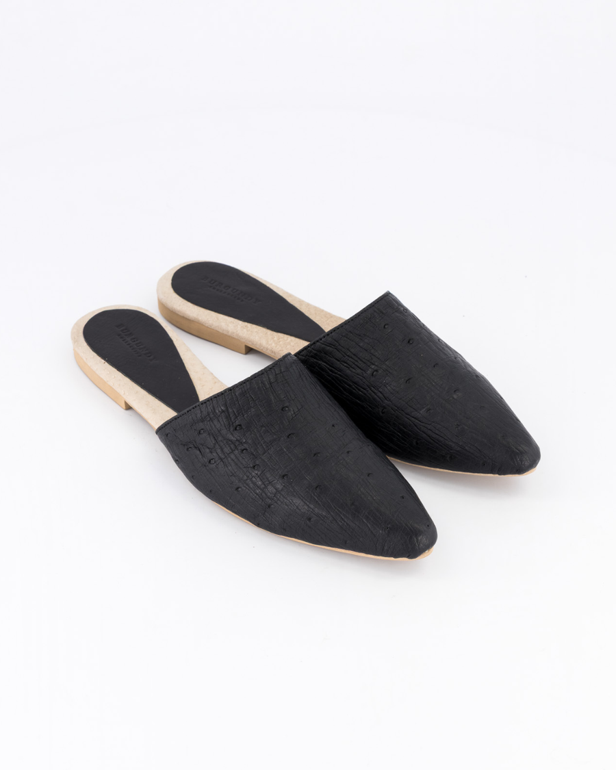 Luna Mule Ostrich - Black