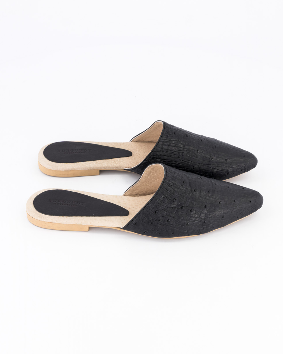 Luna Mule Ostrich - Black