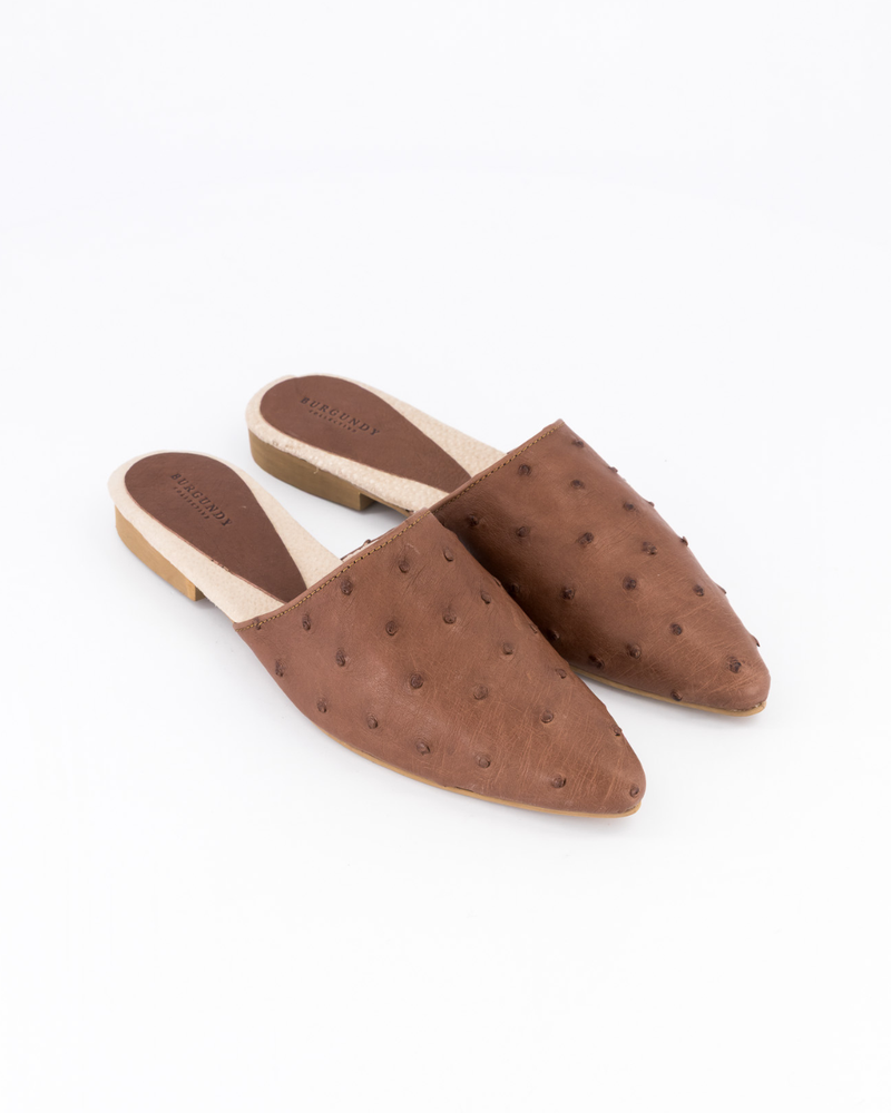 Luna Mule Ostrich - Brown