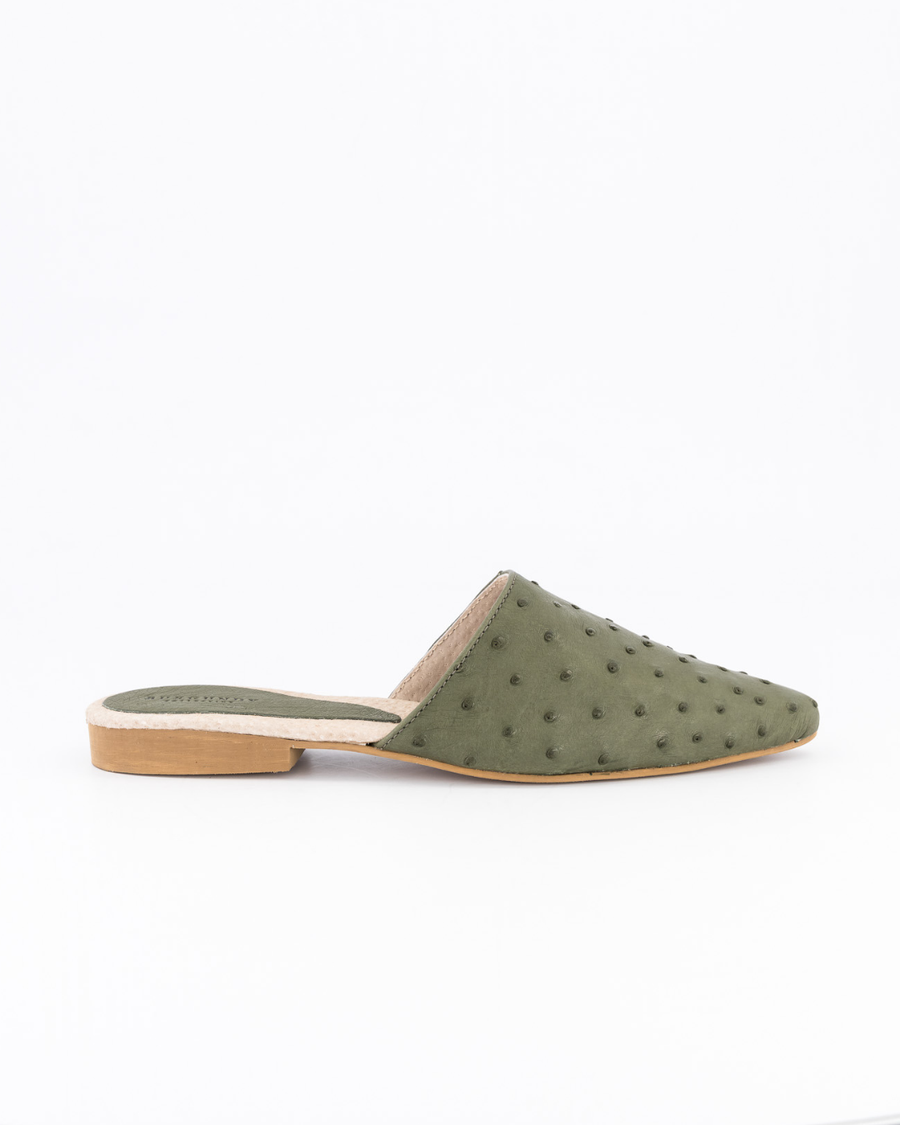 Luna Mule Ostrich - Olive
