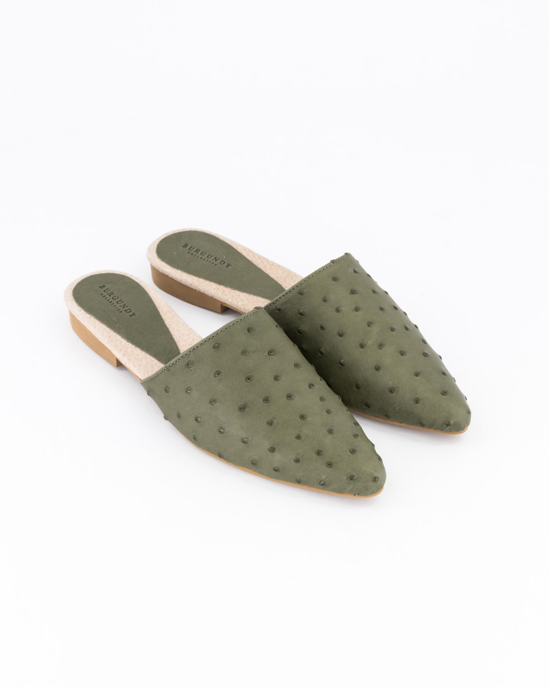 Luna Mule Ostrich - Olive