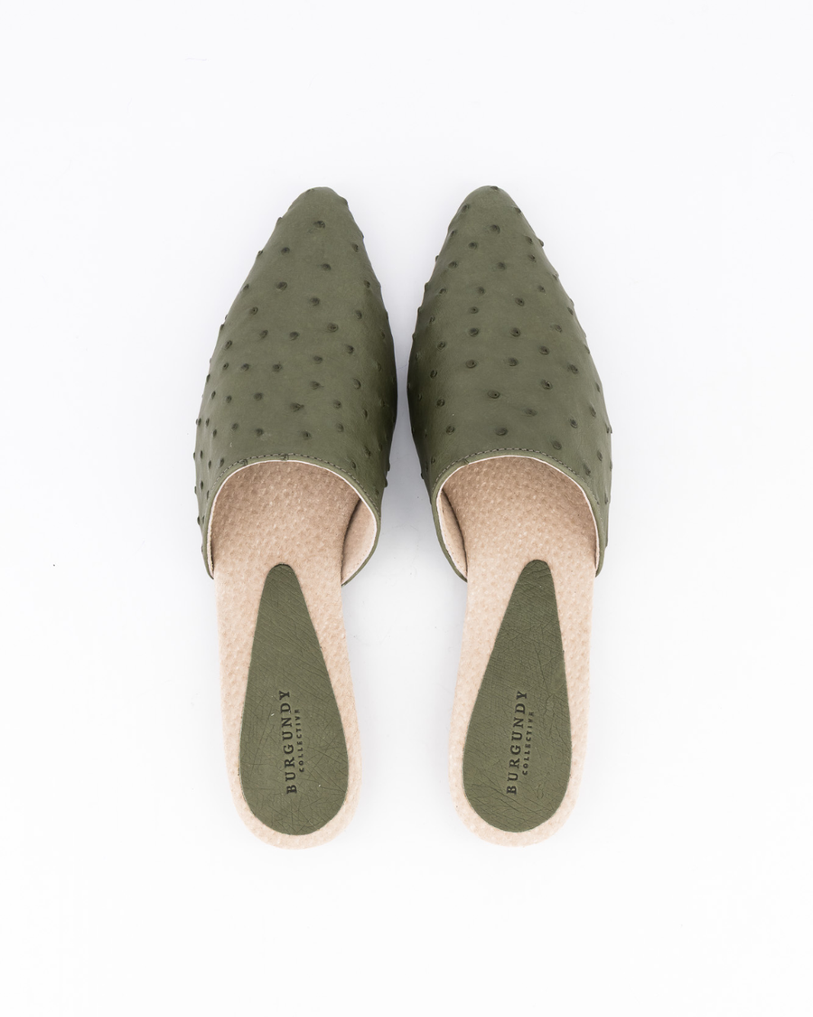 Luna Mule Ostrich - Olive